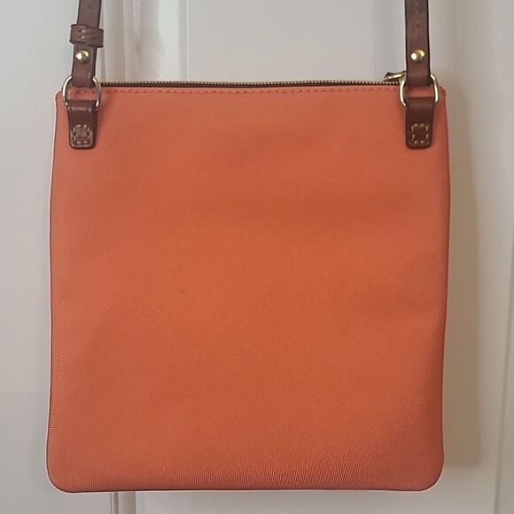 Dooney & Bourke Nylon Double Zip Coral Orange Crossbody Bag Leather Details - Picture 9 of 16